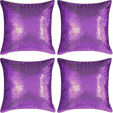 Shiny Sequin Pillowcase - Single-sided gorgeous pillowcase  (Purple pair: 40x40cm)