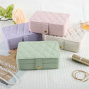 Pink Elegant Quilted PU Leather Jewelry Box - Portable Organizer for Travel & Home