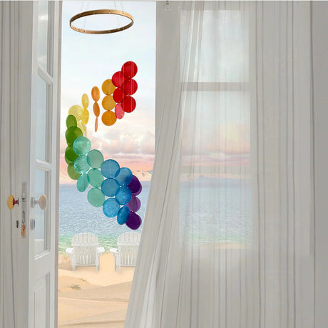 Cyan Bohemian Seashell Wind Chime - Dream Catcher Hanging Decor for Home