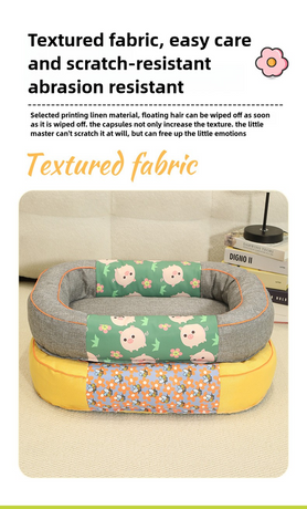 Size M Green Cozy Pet Bed for Small Dogs and Cats - Durable & Chew-Resistant Nest for All Seasons