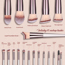 Pink 18-Piece Makeup Brush Set - Professional Synthetic Fiber Brushes with Wooden Handles for Flawless Beauty