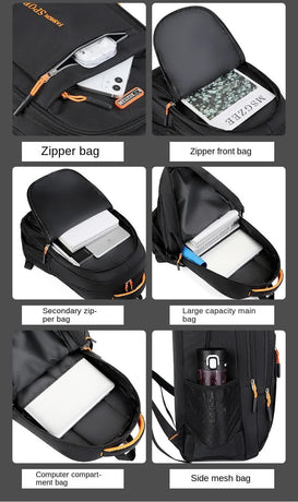 Black And Blue Large Capacity Business Backpack for Men and Women - Waterproof Laptop School Bag with Breathable Design