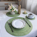 8 Pcs Blue Woven Round Placemat - Non-Slip, Heat-Resistant Dining Table Mat,  36cm
