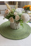8 Pcs Blue Woven Round Placemat - Non-Slip, Heat-Resistant Dining Table Mat,  36cm