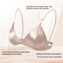 Size M Pink French Style Mulberry Silk Wireless Bralette - Triangle Cup Anti-Sagging Bra for Fuller Busts, Lightweight Comfort