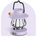 Purple Retro Snail Night Light - Portable Rechargeable Camping Lantern with Hook, 3-Color Dimming