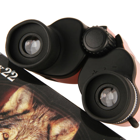Pink 10x22 Compact Binoculars for Adults - High Definition Lightweight Telescope for Hiking, Travel, and Concerts