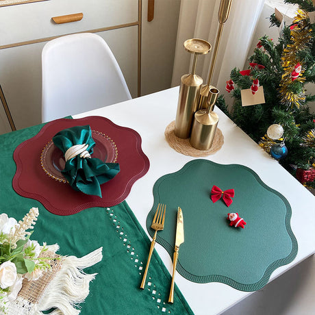 Coffee Nordic Style Faux Leather Placemats Set of 4 - Heat-Resistant Waterproof Table Mats 38x38cm(cutlery not included)