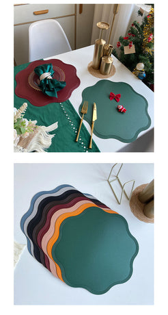 Coffee Nordic Style Faux Leather Placemats Set of 4 - Heat-Resistant Waterproof Table Mats 38x38cm(cutlery not included)