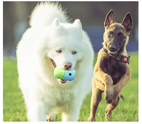 2 Pcs Green And Blue Interactive Pet Treat Dispensing Ball - Food-Grade Silicone Rolling Toy for Dogs with 1.5 cm Leakage Hole