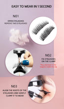 Style 2 Black Magnetic False Eyelashes Kit - 3 Pairs with Applicator Clip and Mirror Case
