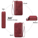 Brown Double Zipper Women's Wallet - Large Capacity Clutch Organizer with Wristlet Strap