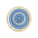 4 Pcs Beige and Orange Boho Chic Woven Cotton Placemat with Tassels - Nordic Bohemian Style(Tableware is a prop for shooting and is not included)