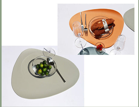 4 Pcs Orange Nordic-Style PVC Leather Placemats Set of 4 - Waterproof, Heat-Resistant, and Oil-Proof Triangular Table Mats