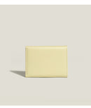 Yellow Compact Women's Bow-Accent Wallet - Fresh Minimalist PU Leather Foldable Card Holder with Multiple Slots