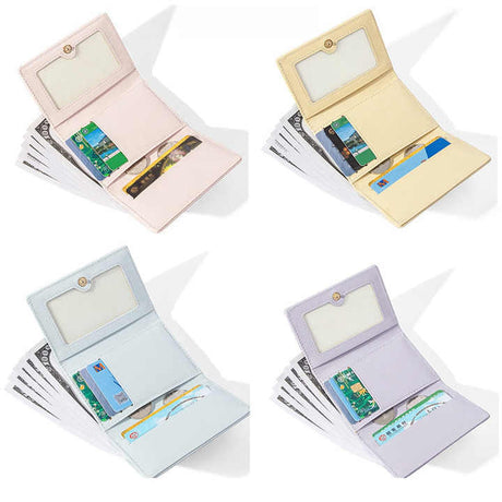 Yellow Compact Women's Bow-Accent Wallet - Fresh Minimalist PU Leather Foldable Card Holder with Multiple Slots
