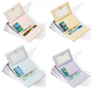 Blue Compact Women's Bow-Accent Wallet - Fresh Minimalist PU Leather Foldable Card Holder with Multiple Slots