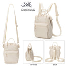 Brown Mini Waterproof Oxford Backpack - Lightweight 263g Travel Crossbody Bag with Adjustable Straps