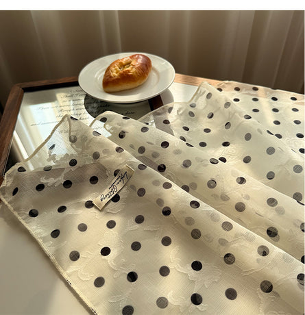 Style 4 Black And White Versatile Patterned Square Scarf | 65x65cm Lightweight Polyester Neckerchief Headband | Vintage Polka Dot & Floral