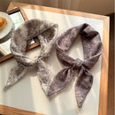 Style 5 Beige Versatile Patterned Square Scarf | 65x65cm Lightweight Polyester Neckerchief Headband | Vintage Polka Dot & Floral