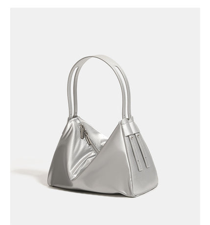Blue Luminous Silver Nylon Underarm Shoulder Bag - Convertible Crossbody Hobo with Pouch - Lightweight & Modern