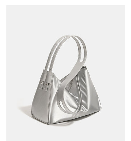 Blue Luminous Silver Nylon Underarm Shoulder Bag - Convertible Crossbody Hobo with Pouch - Lightweight & Modern