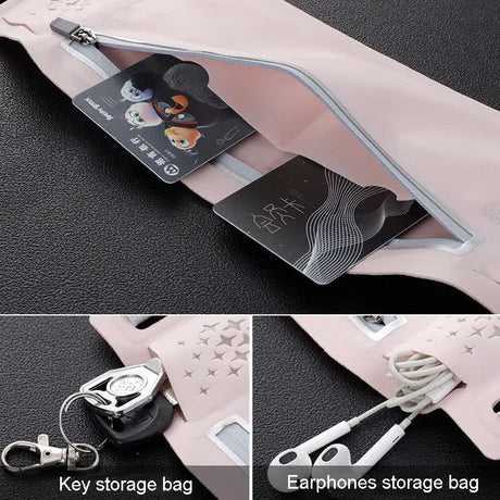 2 Pcs Orange Lightweight Women's Running Waist Bag - Splash-Proof Fitness Belt with Stretchable Phone Storage