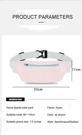 2 Pcs Light Blue Lightweight Women's Running Waist Bag - Splash-Proof Fitness Belt with Stretchable Phone Storage