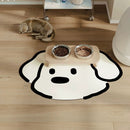 2 Pcs Style 1 White And Black Puppy pattern Cartoon Pet Feeding Mat for Cats & Dogs - Absorbent Diatom Mud Splash-Proof Mat, Easy to Clean