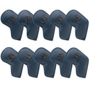 Dark Blue Golf Iron Head Covers Set of 10 - Waterproof PU Leather Club Protectors with Embroidered Numbers (3-9, P, A, S)