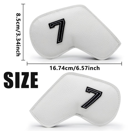 Brown Golf Iron Head Covers Set of 10 - Waterproof PU Leather Club Protectors with Embroidered Numbers (3-9, P, A, S)