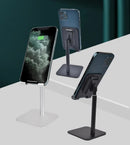 Silver Adjustable Aluminum Alloy Phone and Tablet Stand - Telescopic Desktop Holder for Live Streaming and Hands-Free Use