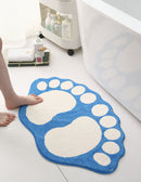 2 Pcs Light Green And White Foot-Shaped Plush Bath Mat - Non-Slip Absorbent Bathroom Rug for Bedroom and Doorway (50x80cm)
