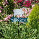 White Rabbit and Carrot Pattern Charming Metal Garden Stakes | Welcome Yard & Lawn Decor