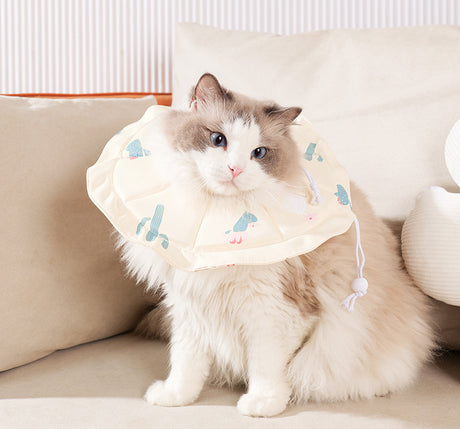 2 Pcs Size S Beige Comfortable Pet Recovery Collar | Waterproof Anti-Lick Collar for Cats & Dogs