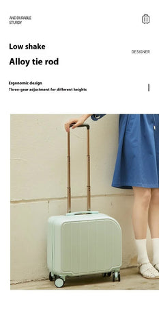 Dark Green Compact 18-Inch Carry-On Suitcase | Lightweight ABS Hardside Spinner Luggage
