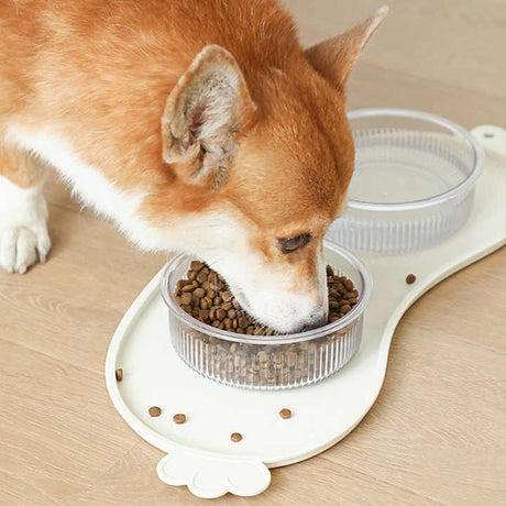 White Non-Slip Pet Feeding Mat - Waterproof Dog & Cat Food Bowl Placemat with Raised Edges