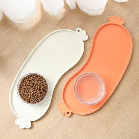 Blue Non-Slip Pet Feeding Mat - Waterproof Dog & Cat Food Bowl Placemat with Raised Edges