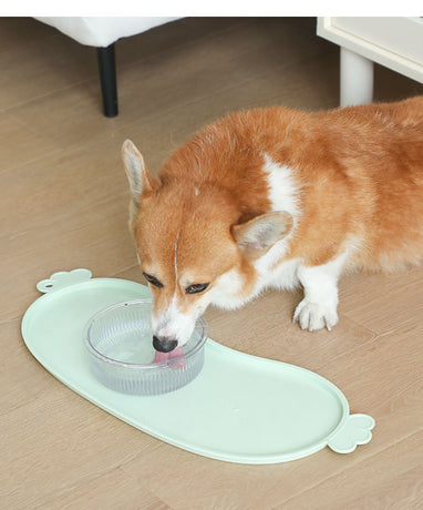 Blue Non-Slip Pet Feeding Mat - Waterproof Dog & Cat Food Bowl Placemat with Raised Edges