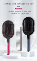 Rose Red Air Cushion Massage Paddle Brush & Wide Tooth Comb Set - Gentle Detangling for All Hair Types