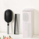 Grey Air Cushion Massage Paddle Brush & Wide Tooth Comb Set - Gentle Detangling for All Hair Types