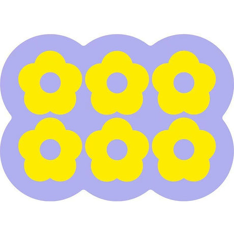 Style 9 Purple And Yellow Flowers Pattern Absorbent Diatomaceous Earth Pet Feeding Mat - Non-Slip & Quick Dry Placemat (50x80cm)