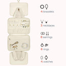 Size M Beige Quilted Hanging Toiletry Bag with Jewelry Organizer - Travel Cosmetic Case(28*12*20)