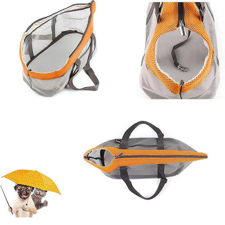 Grey And Red Lightweight Breathable Mesh Pet Carrier Handbag - Portable Travel Tote for Small Dogs & Cats up to 8kg
