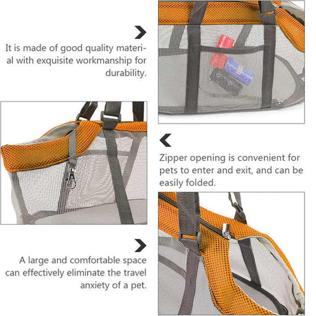 Grey And Red Lightweight Breathable Mesh Pet Carrier Handbag - Portable Travel Tote for Small Dogs & Cats up to 8kg
