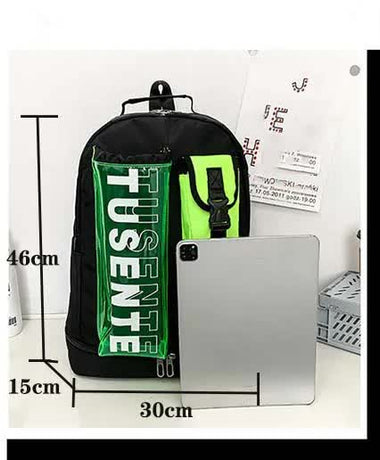 Orange And Grey Stylish Sports Backpack with Contrast Pockets - Unisex Gym Bag for Badminton & Tennis