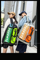 Orange And Grey Stylish Sports Backpack with Contrast Pockets - Unisex Gym Bag for Badminton & Tennis