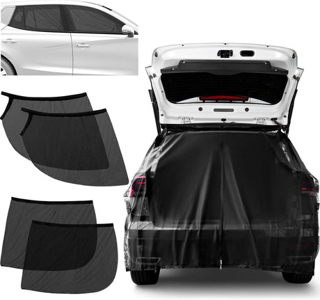 Size M Black Magnetic Car Window Sun Shade Screens & SUV Tailgate Mosquito Net Set - Breathable Bug Protection