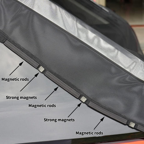 Size M Black Magnetic Car Window Sun Shade Screens & SUV Tailgate Mosquito Net Set - Breathable Bug Protection