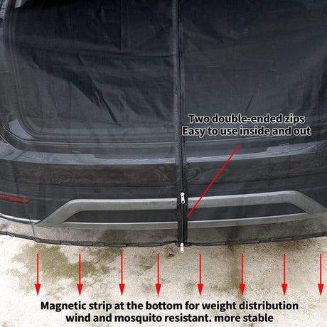 Size XL Black Magnetic Car Window Sun Shade Screens & SUV Tailgate Mosquito Net Set - Breathable Bug Protection